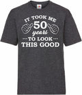 50th Birthday Gifts 1973 Mens Heather T Shirt Top Shirt Gift Present Fifty It Took 50 Years To Look This Good Funny Tee Happy 50th Birthday Graphic Tee – Bold Style · Great Gift For Fans