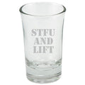 Funny Weight Lifting Shot Glass Bodybuilding Gift Idea STFU And Lift Present For Bodybuilder Graphic Tee – Cozy Vibes · Perfect For Daily Wear
