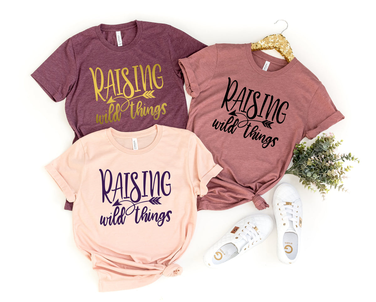 Raising Wild Things Shirt Mom Life Shirt Mother TShirt Cute Mom Shirt Cute Mom Gift Mothers Day Gift New Mom GiftMother Birthday Graphic Tee – Soft Feel · Top Pick For Any Outfit