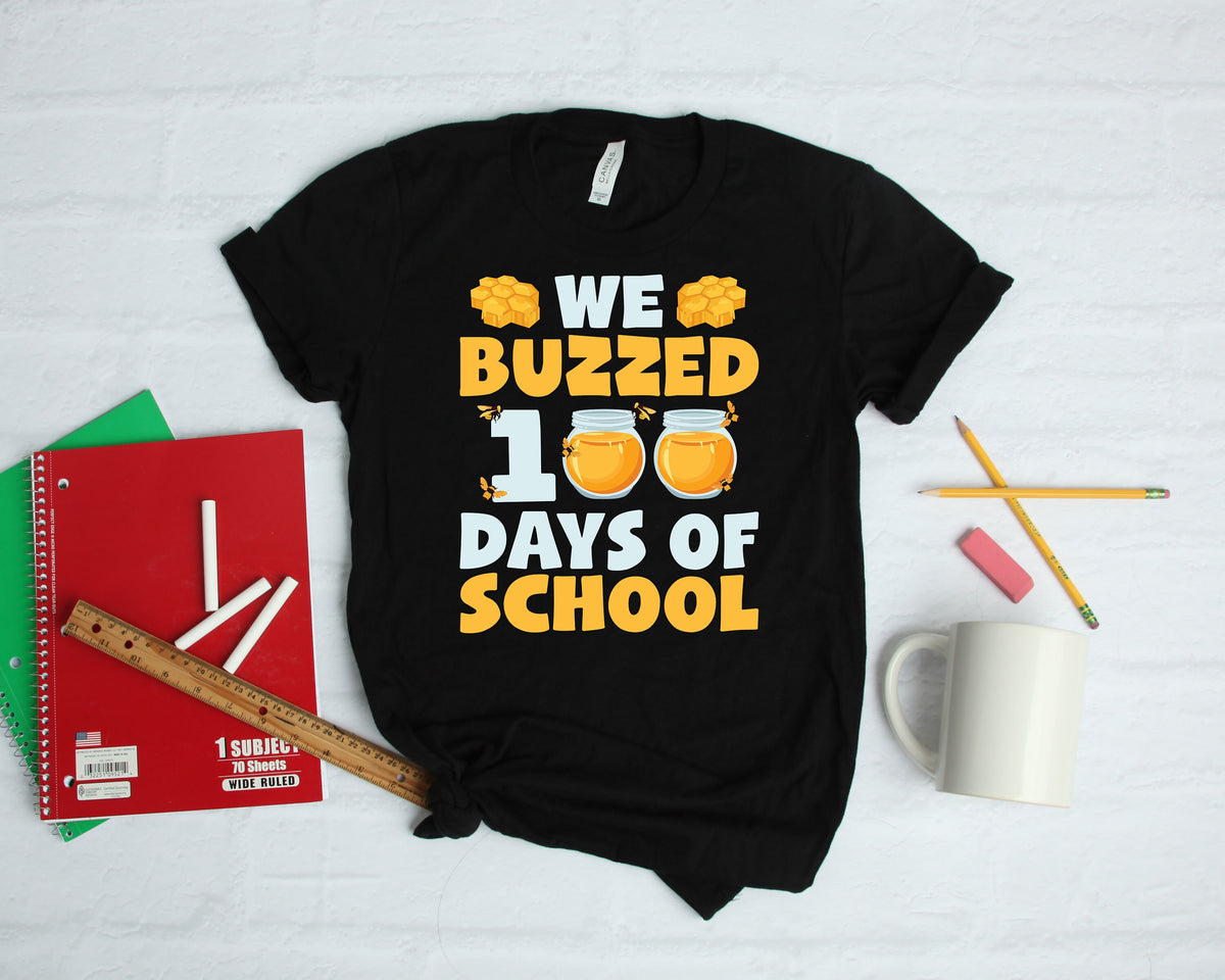 Bee 100 Days of School TShirt Bees Kids Tee Buzzed Through 100 Days Cute 100th Day of School Shirt Long Sleeve Apparel Gift Graphic Tee – Warm & Stylish · Top Pick For Any Outfit