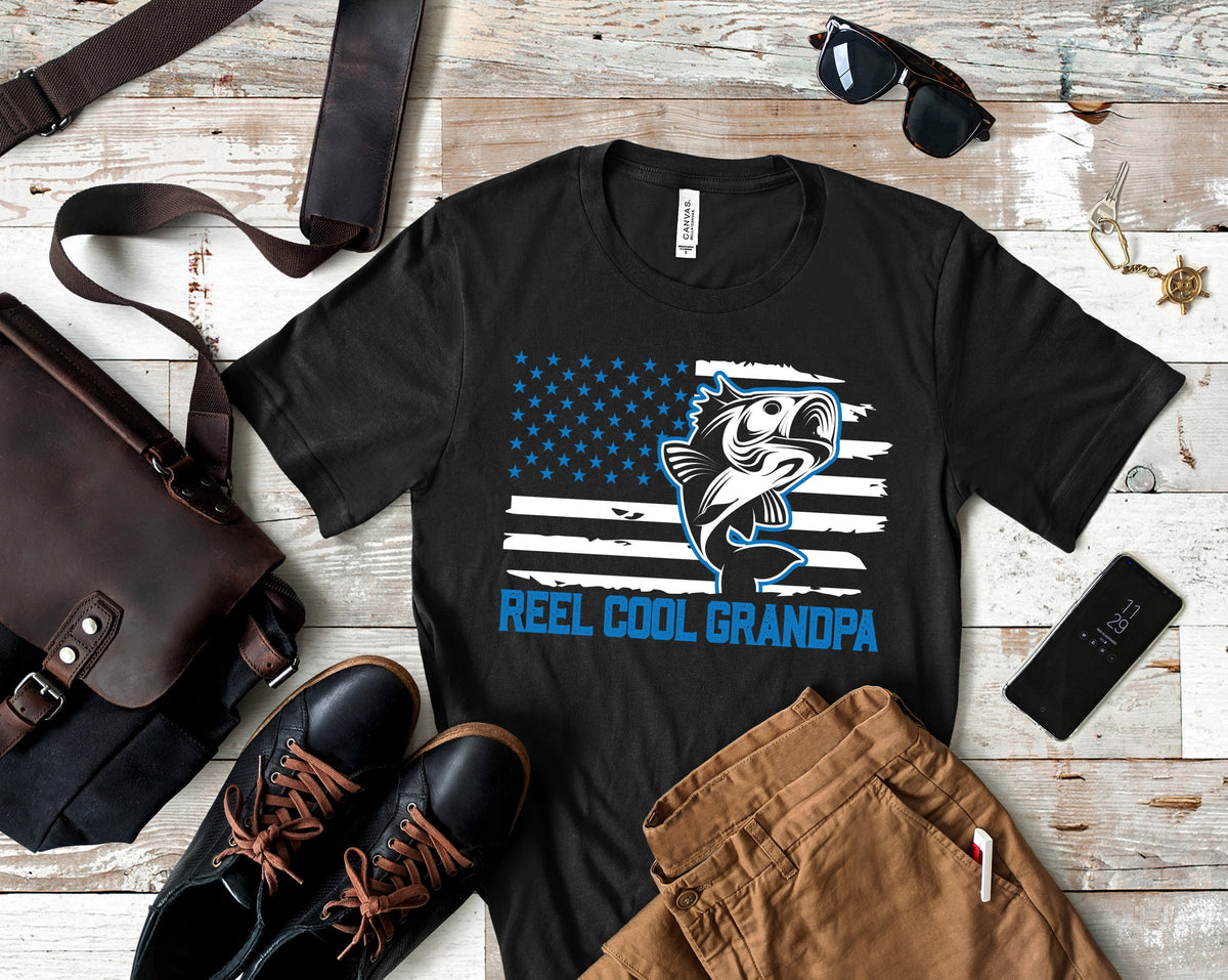 Reel Cool Grandpa Shirt Fishing American Flag USA Shirt Fisherman TShirt Hoodie Long Sleeve Gifts For Fishers Fathers Day Gift Hoodie – Fan Favorite · Trending Graphic Apparel