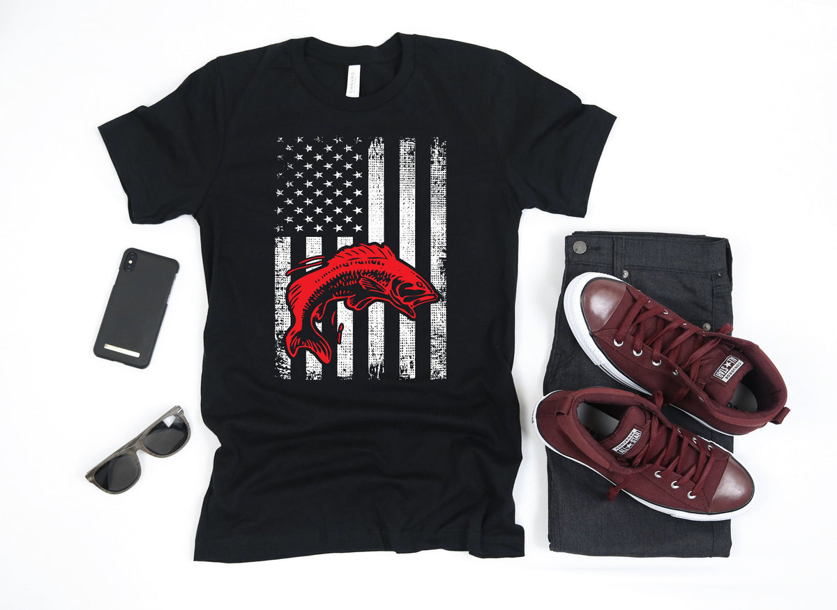 Fishing American Flag Shirt USA July 4th Fisherman TShirt Tank Top Hoodie Long Sleeve Gifts For Fishers Fathers Day Gift Hoodie – Soft Feel · Top Pick For Any Outfit