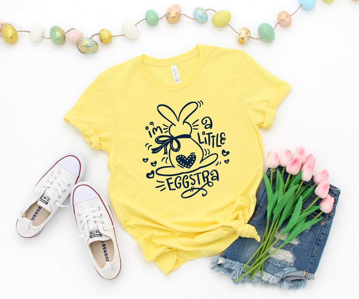 Kids Easter ShirtI39m a Little Eggstra ShirtFunny Easter Bunny ShirtCute Easter ShirtEaster Day Shirt for Woman Easter Egg Shirt Graphic Tee – Cozy Vibes · Top Pick For Any Outfit