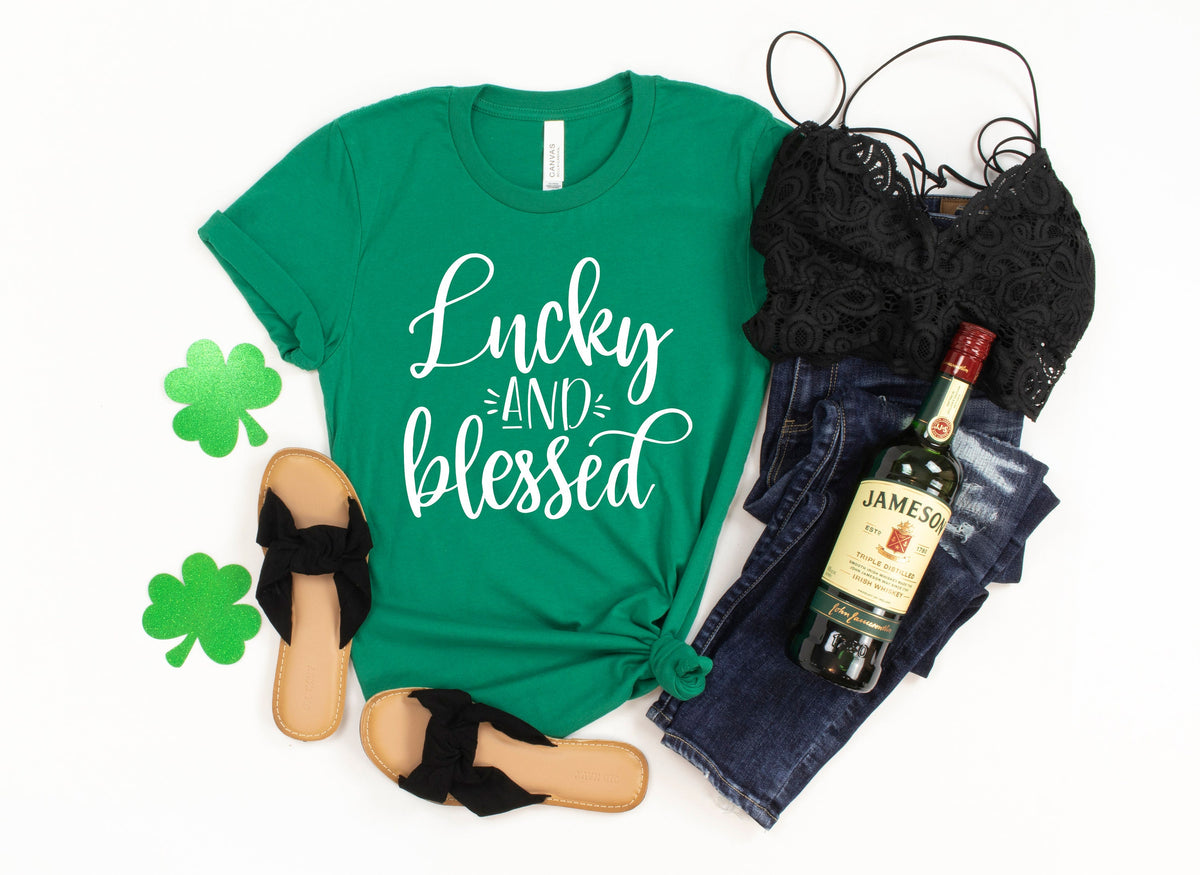 Lucky and Blessed ShirtLucky Shamrock ShirtShamrock Tee Patrick39s Day GiftPatrick39s Day Family Matching ShirtDrinking Shirt Graphic Tee – Bold Style · Top Pick For Any Outfit