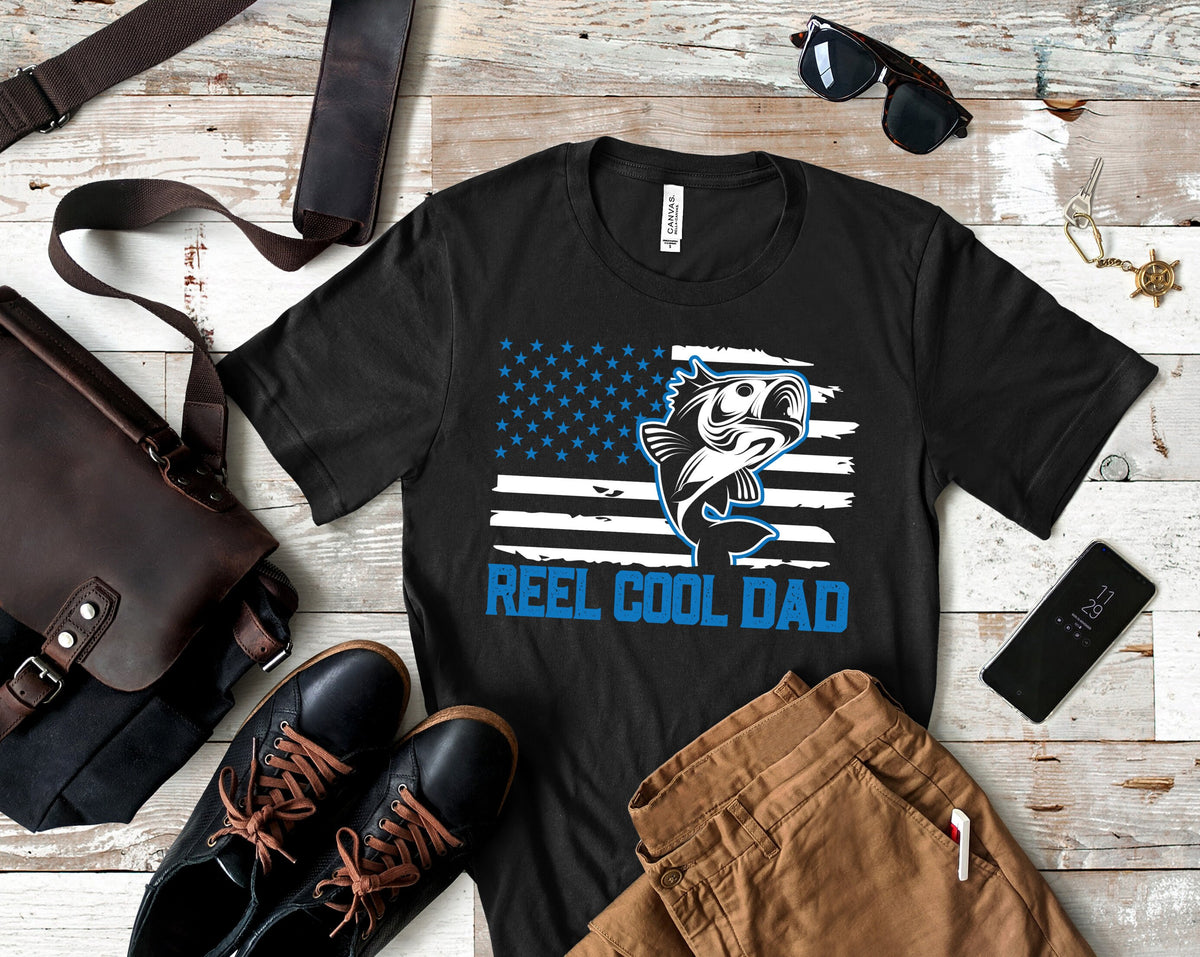 Reel Cool Dad Shirt Fishing American Flag USA Shirt Fisherman TShirt Tank Top Hoodie Long Sleeve Gifts For Fishers Fathers Day Gift Hoodie – Easygoing Wear · Must-Have Style