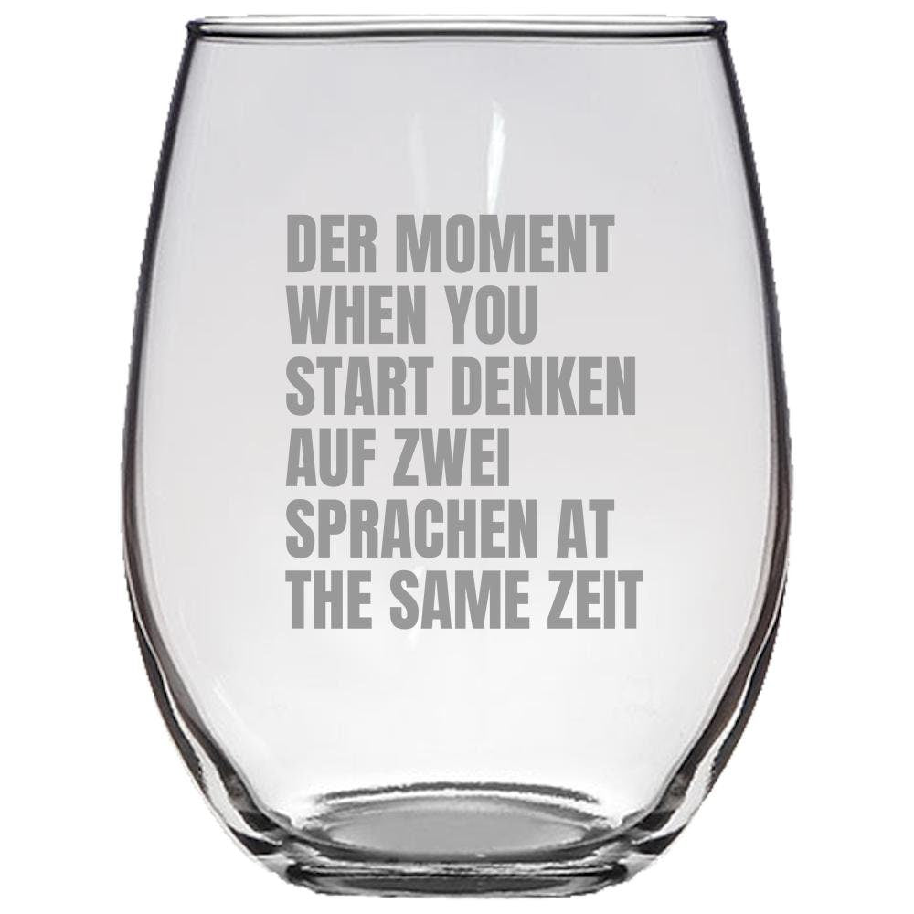 Funny German Teacher Gift German Student Present Funny German Phrase Stemless Wine Glass At The Same Zeit Graphic Tee – Premium Graphic · High-Quality Print