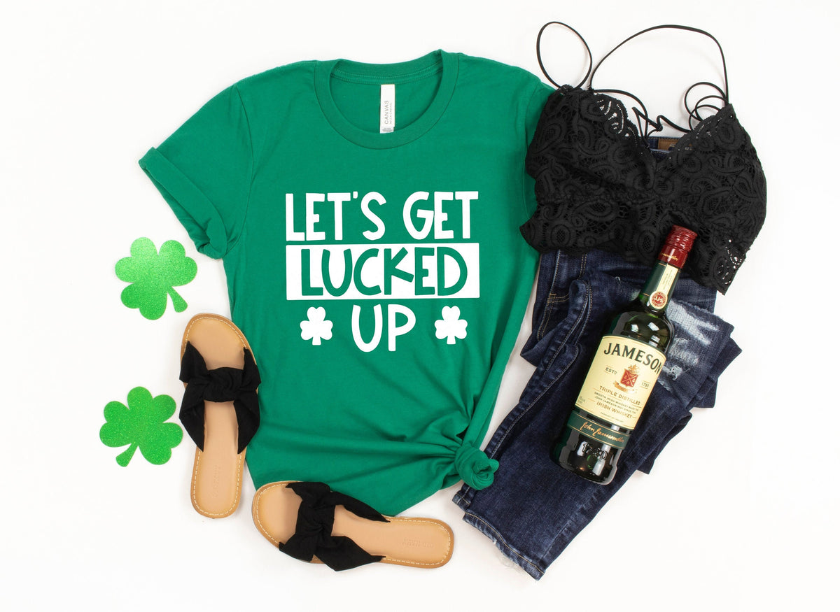 Let39s Get Lucked Up Shirt St Patrick39s Day Shirt Funny Shirt Lucky AF Just Drunk Shamrock Shirt This Be My Drinking Shirt Irish AF Graphic Tee – Cozy Vibes · Perfect For Daily Wear