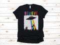 Believe Alien Unicorn Rainbow TShirt Extraterrestrial UFO Gift Funny Alien Abduction Long Sleeve Conspiracy Hoodie Tank Top Hoodie – Premium Graphic · Trending Graphic Apparel