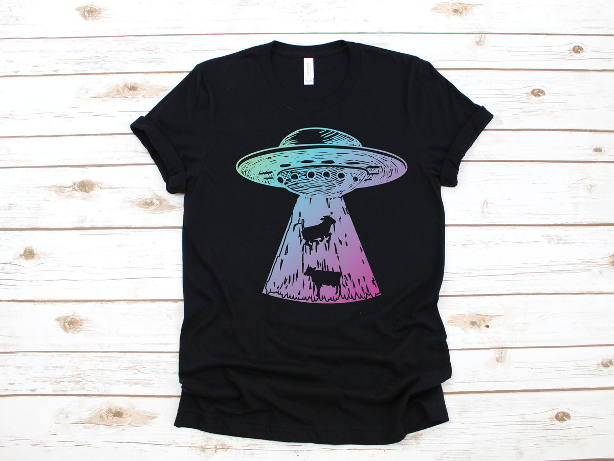 Alien Cow Abduction TShirt Extraterrestrial UFO Gift Funny Alien Abduction Long Sleeve Conspiracy Hoodie Tank Top Hoodie – Everyday Comfort · Trending Graphic Apparel