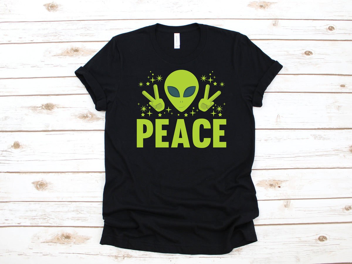 Alien Peace TShirt Extraterrestrial UFO Gift Funny Alien Long Sleeve Conspiracy Hoodie Tank Top Hoodie – Fan Favorite · Trending Graphic Apparel