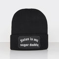 Goth Beanie Hat Satan Is My Sugar Daddy Beanie Black Wooly Knitted Beany Graphic Tee – Soft Feel · Perfect For Daily Wear