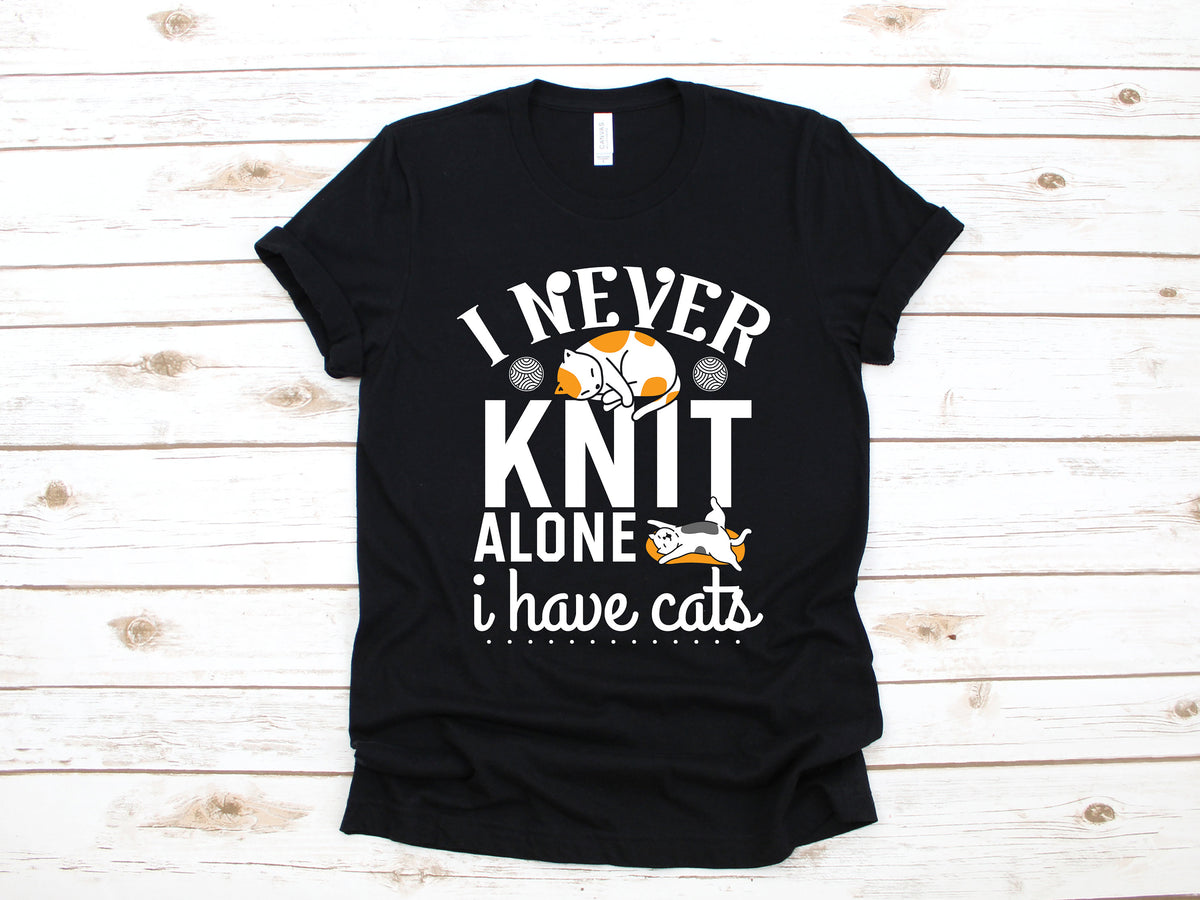 Funny Knit Cats Shirt Never Knit Alone TShirt Quilting Knitter Long Sleeve Yarn Cat Sweatshirt Quilter Hoodie Tank Top Hoodie – Easygoing Wear · Top Pick For Any Outfit