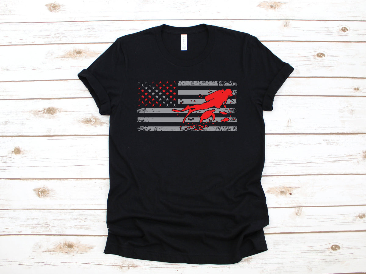 Scuba Diver American Flag Shirt USA Flag Scuba Diver TShirt Snorkeling Long Sleeve Deep Water Diving Sweatshirt Hoodie Tank Top Hoodie – Premium Graphic · High-Quality Print