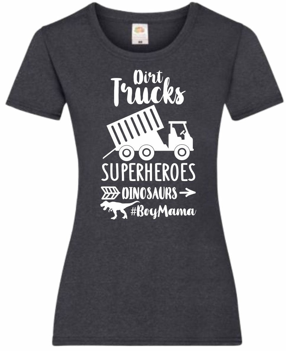 Mothers Day Gifts Gift For Mum Dirt Trucks Superheroes BoyMama Ladyfit Heather TShirt Gifts For Mum Gifts For Mam Mothers Day Gift Graphic Tee – Fan Favorite · Top Pick For Any Outfit