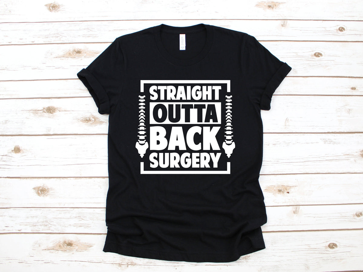 Back Surgery TShirt Straight Outta Back Surgery Funny Spine Surgery Gift Get Well Soon Gift Hoodie Sweatshirt Long Sleeve Hoodie – Feel-Good Design · Trending Graphic Apparel