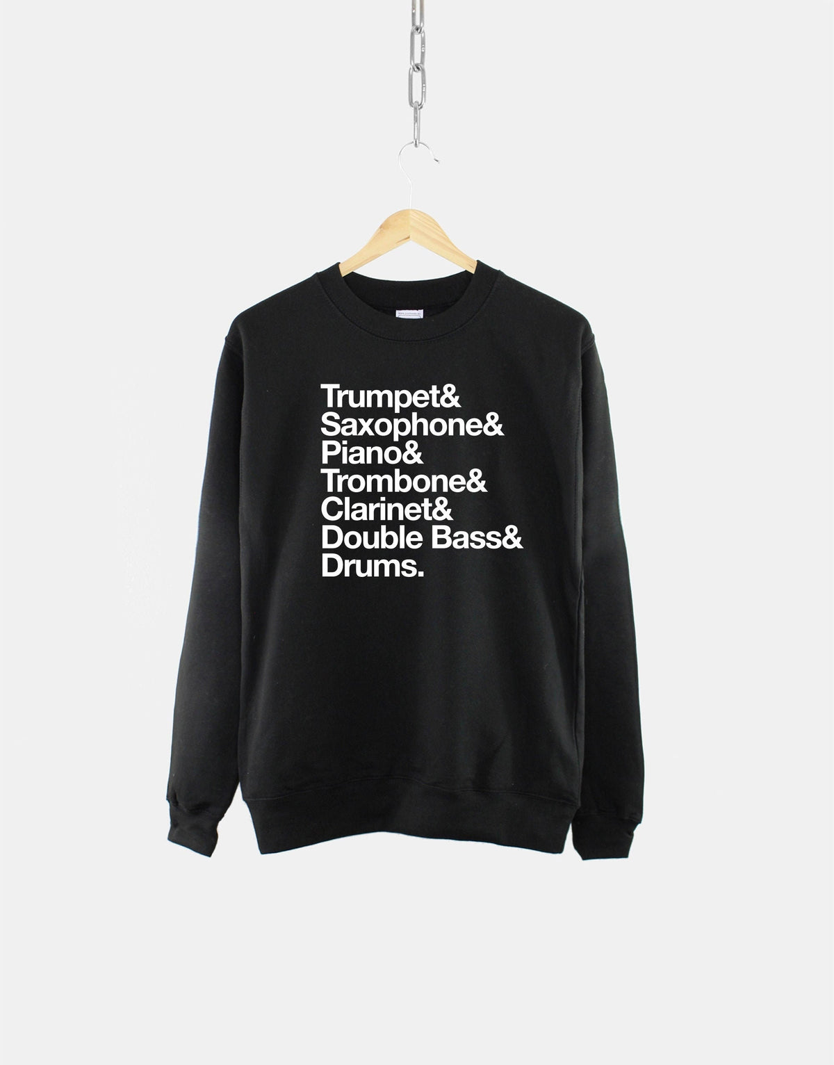 Jazz Music Sweatshirt Jazz Musician Sweater Piano Saxophone Trumpet Trombone Jumper Helvetica Music Shirt Sweatshirt – Soft Feel · Trending Graphic Apparel