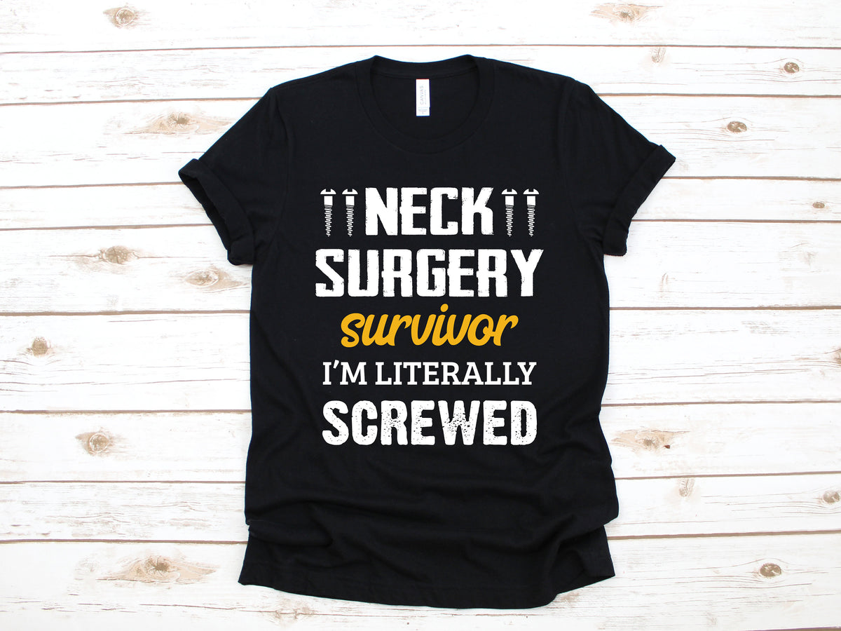 Neck Surgery TShirt Funny Neck Literally Screwed Surgery Gift Get Well Soon Gift Hoodie Sweatshirt Long Sleeve Hoodie – Feel-Good Design · Perfect For Daily Wear