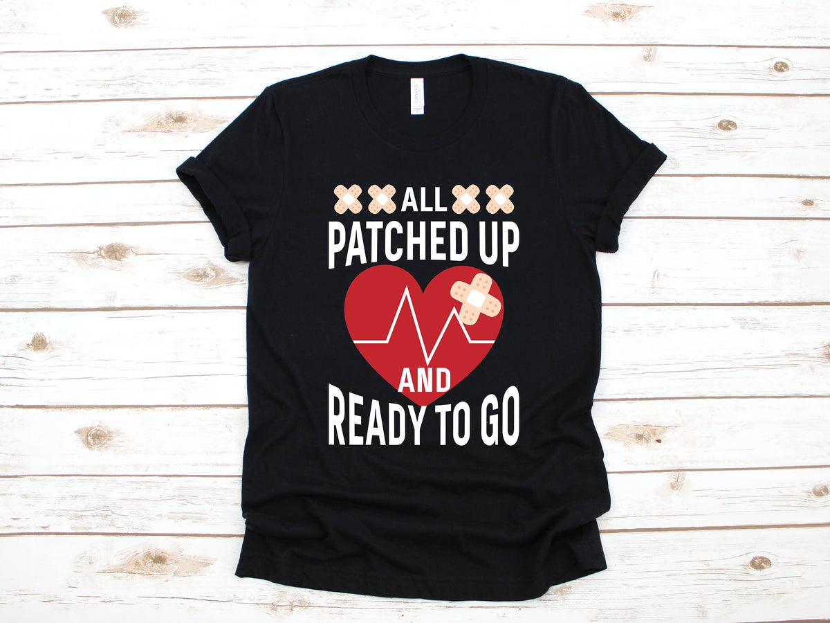 Heart Attack TShirt Open Heart Surgery Shirt All Patched Up Funny Bypass Surgery Gift Get Well Soon Hoodie Sweatshirt CHD Awareness Hoodie – Bold Style · Great Gift For Fans