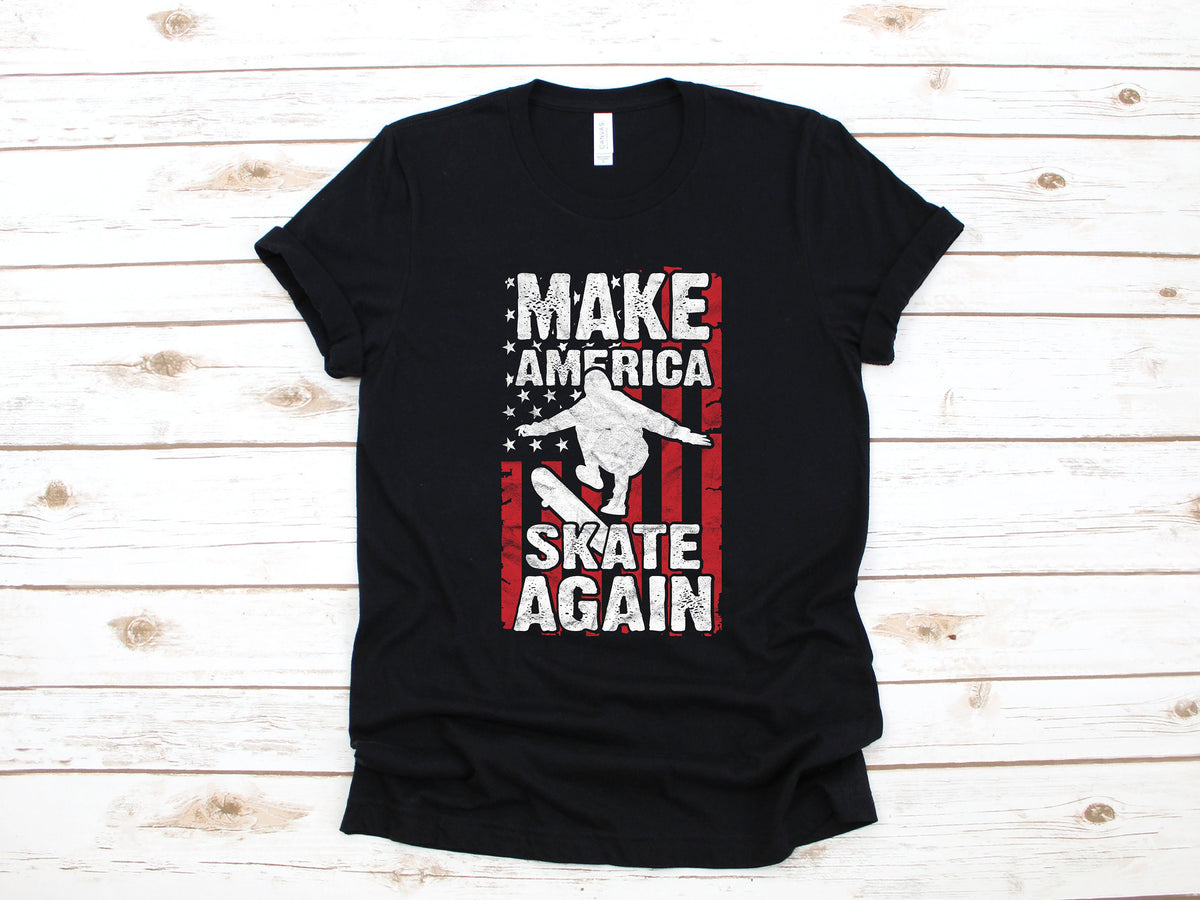 Make America Skate Again Shirt Funny Skateboarder Shirt Skateboarding American Flag USA TShirt Hoodie Sweatshirt Long Sleeve Hoodie – Easygoing Wear · Great Gift For Fans