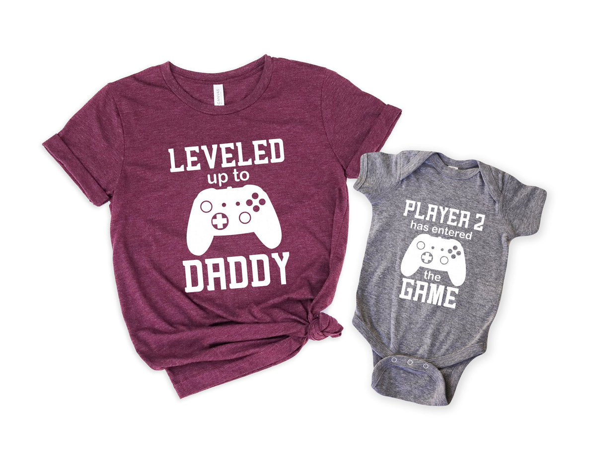Leveled up ShirtDad and son matching Shirts ShirtNew Dad ShirtDad ShirtDaddy ShirtFather39s Day ShirtGift for Dad Graphic Tee – Soft Feel · Trending Graphic Apparel