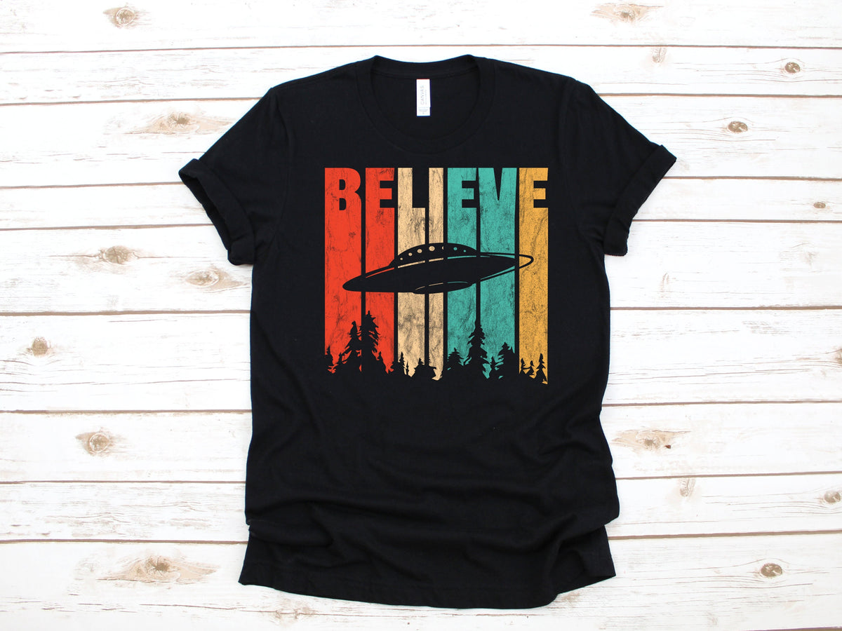 Retro Believe Alien TShirt Extraterrestrial UFO Gift Funny Alien Long Sleeve Conspiracy Hoodie Alien Believer Tank Top Hoodie – Premium Graphic · Top Pick For Any Outfit