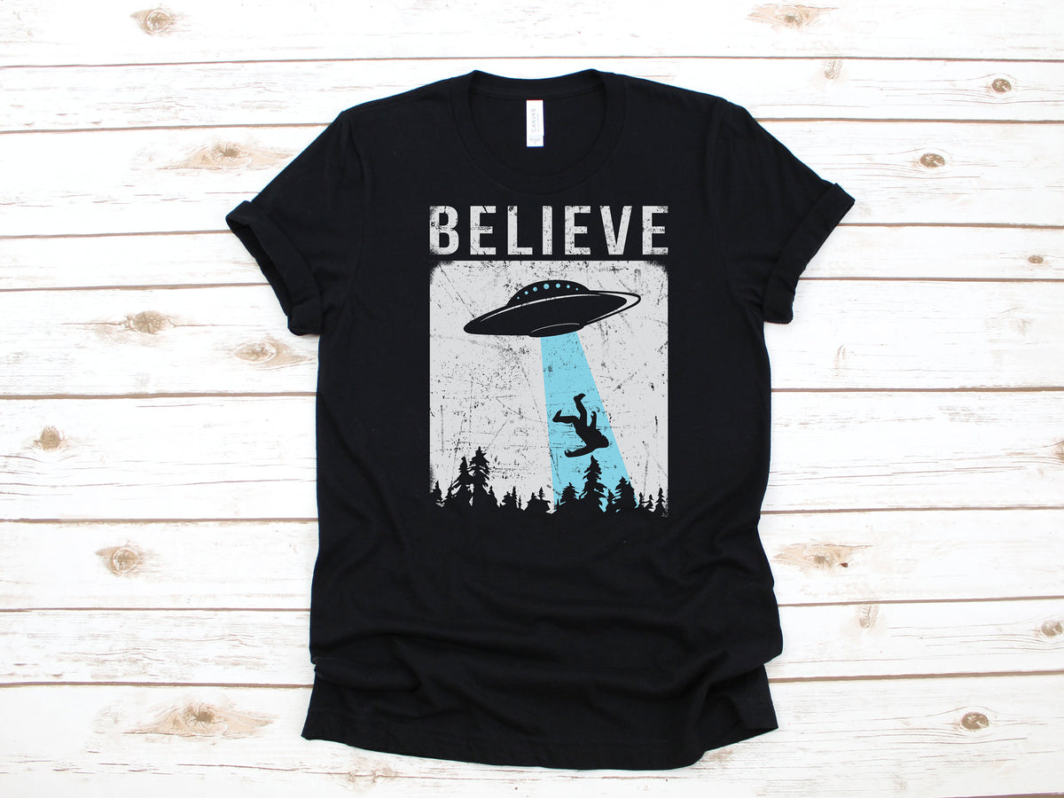 Believe Alien Bigfoot TShirt Extraterrestrial UFO Gift Funny Alien Abduction Long Sleeve Conspiracy Hoodie Alien Believer Tank Top Hoodie – Warm & Stylish · Must-Have Style
