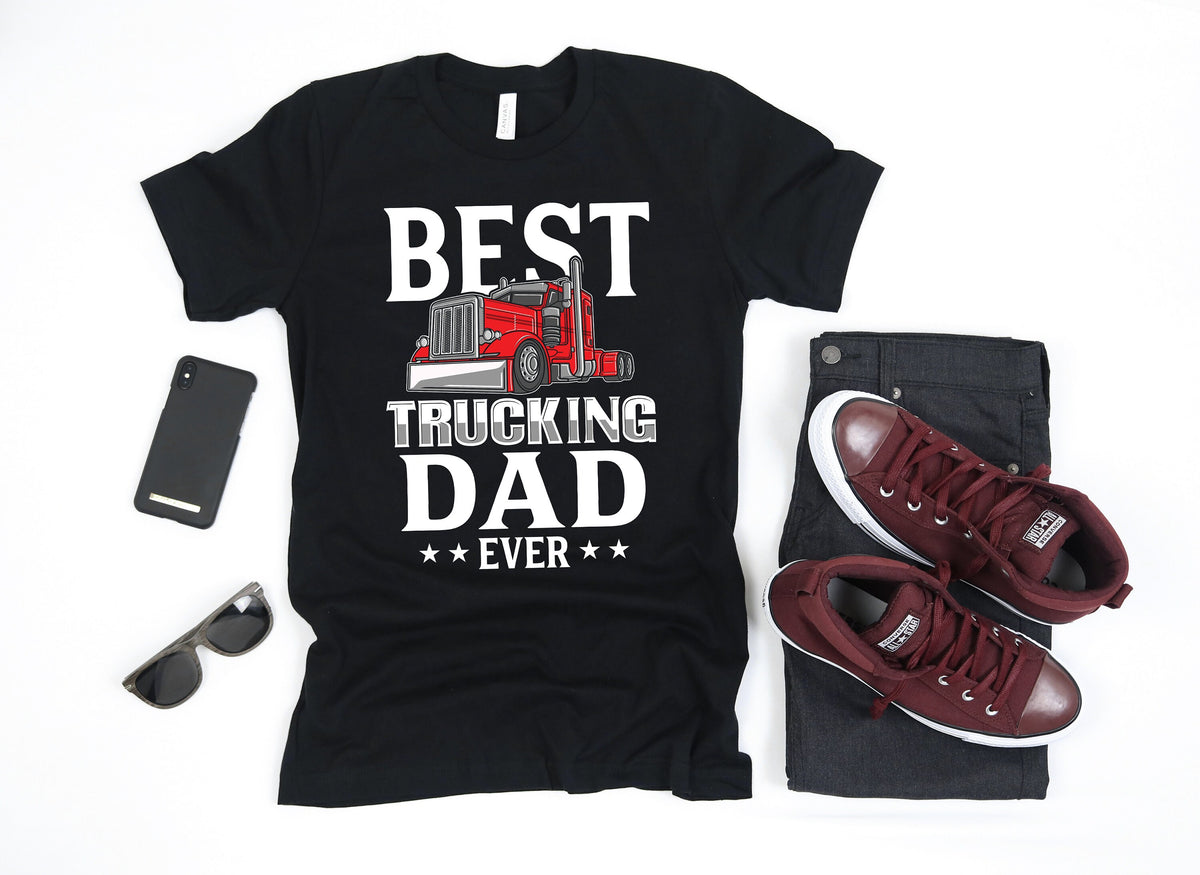 Best Trucking Dad Shirt Funny Trucker Dad TShirt Trucker Fathers Day Tank Top Hoodie Sweatshirt Long Sleeve Hoodie – Everyday Comfort · Great Gift For Fans