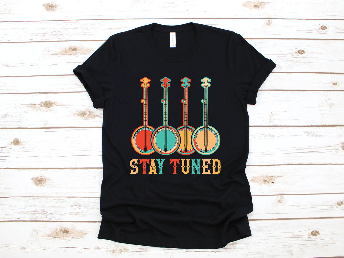 Retro Banjo Shirt Funny Bluegrass TShirt Stay Tuned Bluegrass Music Long Sleeve Sweatshirt Hoodie Tank Top Hoodie – Fan Favorite · Great Gift For Fans