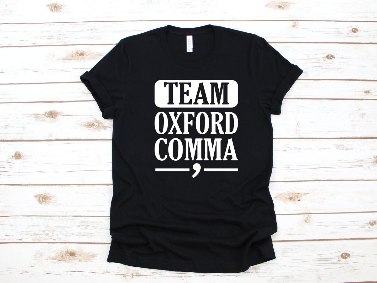 Team Oxford Comma TShirt Grammar Shirt Funny English Teacher Gift English Major Hoodie Sweatshirt Long Sleeve Hoodie – Warm & Stylish · Trending Graphic Apparel