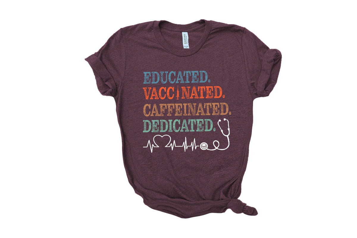 Educated Vaccinated Caffeinated Dedicated ShirtsFront Line Hero Shirt Nurse Hero Shirt They Become Superhero Essential Doctor Medical Graphic Tee – Everyday Comfort · Great Gift For Fans