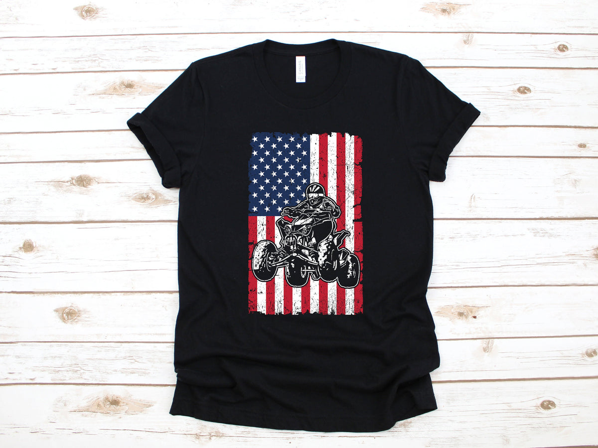 ATV USA Flag TShirt American Flag ATV TShirt Patriotic 4Wheeler Long Sleeve Four Wheeler Sweatshirt Tees Hoodie Hoodie – Soft Feel · Must-Have Style