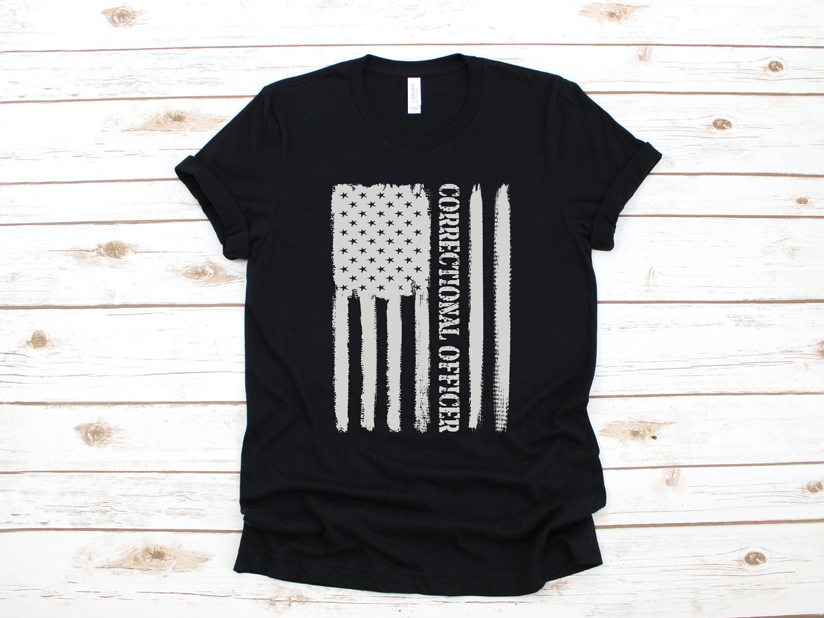 Correctional Officer USA Flag Shirt American Corrections Officer TShirt Thin Silver Line Tank Top Hoodie Long Sleeve Hoodie – Everyday Comfort · Trending Graphic Apparel