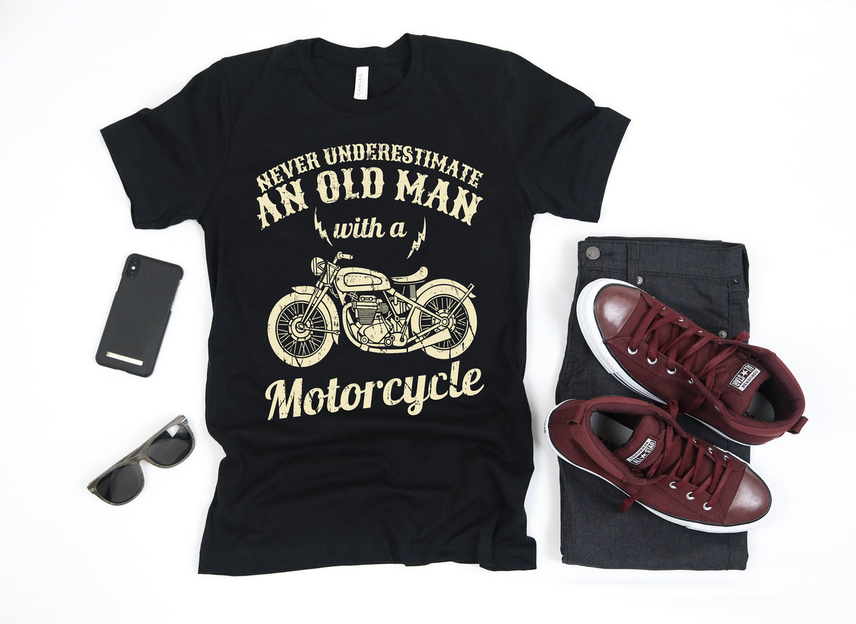 Old Man Motorcycle Shirt Funny Fathers Day Motorcycling Biker Gift Motorcycle Dad Birthday Long Sleeve Sweatshirt Hoodie Tank Top Gifts Hoodie – Easygoing Wear · Trending Graphic Apparel