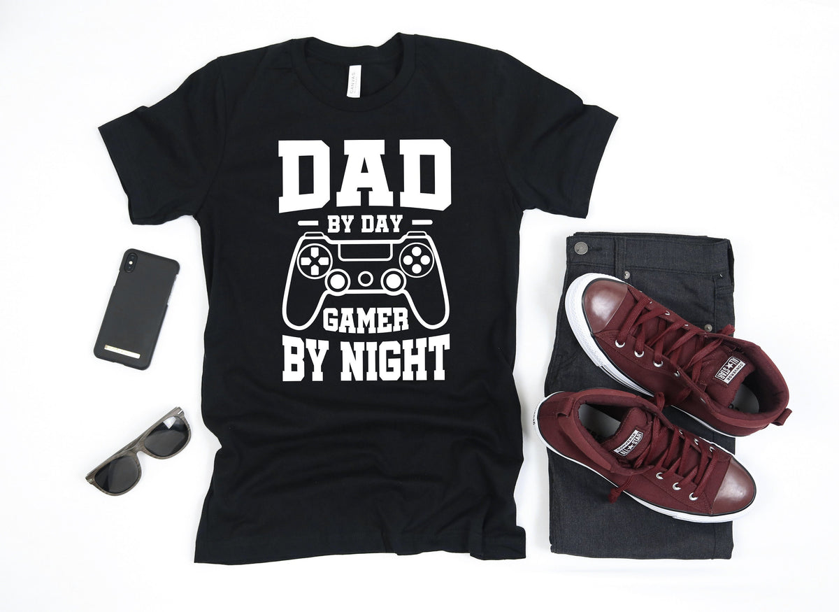 Gaming Dad Shirt Funny Dad By Day Gamer By Night TShirt Computer Gamer Fathers Day Tank Top Hoodie Sweatshirt Long Sleeve Hoodie – Easygoing Wear · Top Pick For Any Outfit
