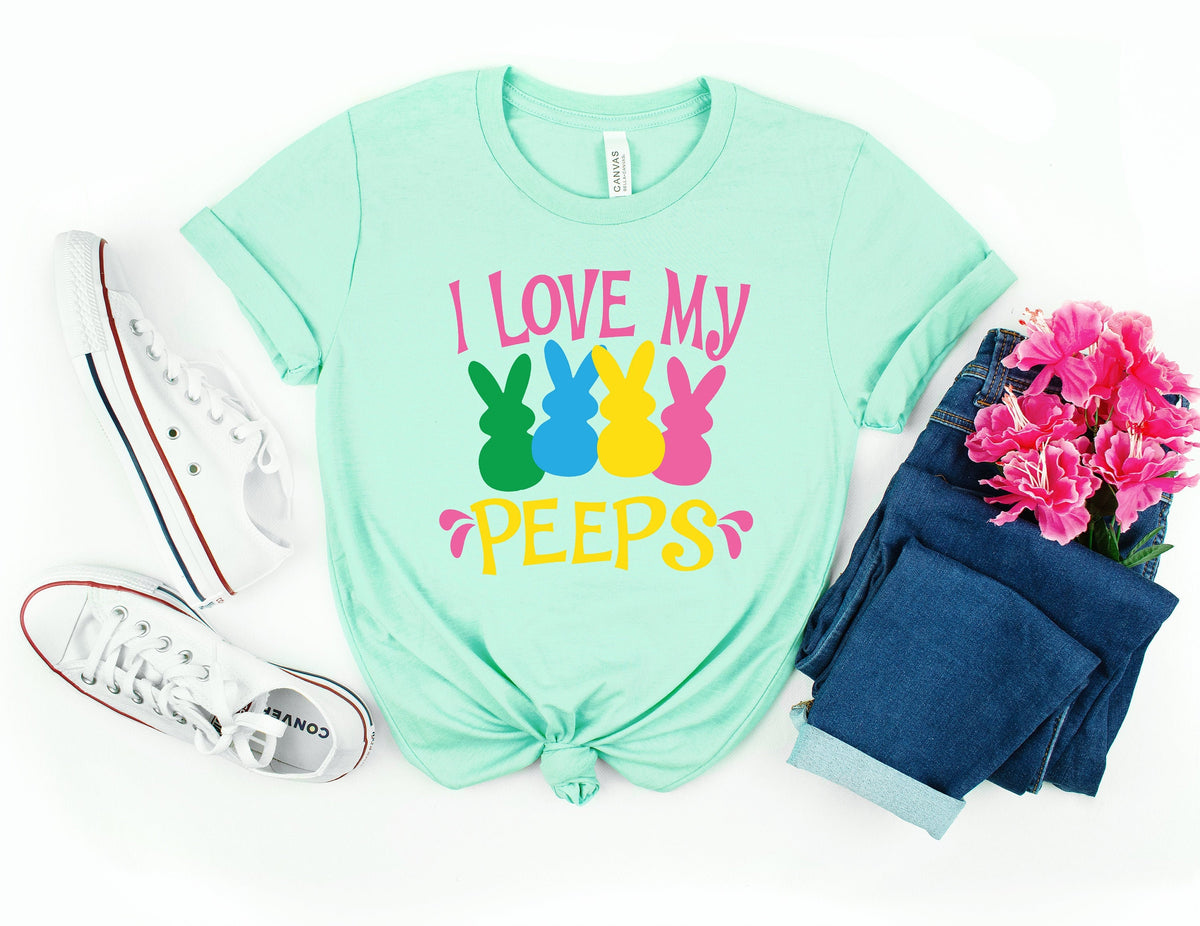 Easter Bunny Shirt I Love My Peeps Shirt Easter Day Gift Easter Family Matching Shirt Easter Shirt for WomanTeacher Easter Day Shirt Graphic Tee – Fan Favorite · Top Pick For Any Outfit