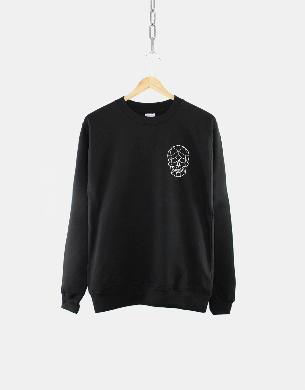 Geometric Skull Pocket Print Sweatshirt Goth Aesthetic Sweater Clothing Black Gothic Skulls Shirt Sweatshirt – Premium Graphic · Great Gift For Fans