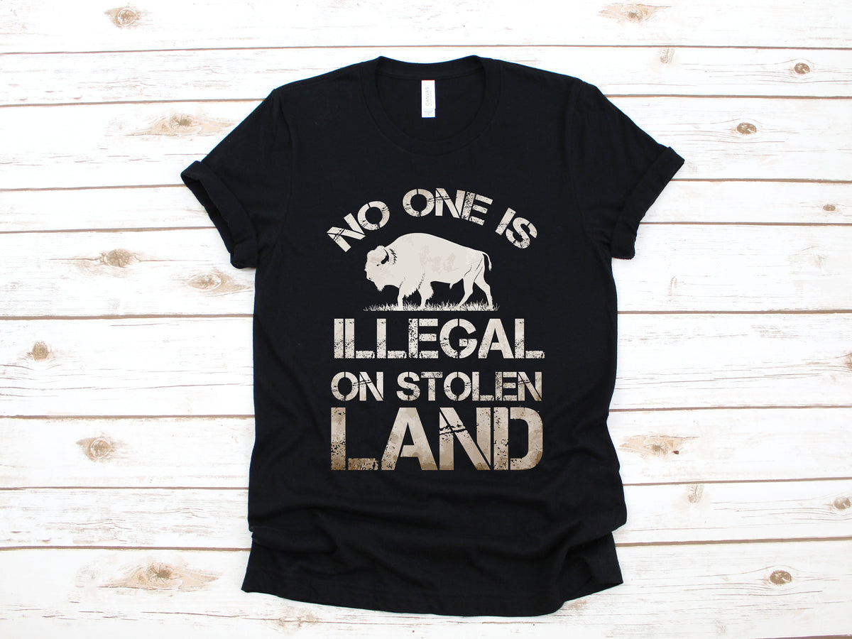 Native American Shirt No One Is Illegal Stolen Land TShirt Indigenous Land Tank Top Hoodie Long Sleeve Hoodie – Premium Graphic · Trending Graphic Apparel