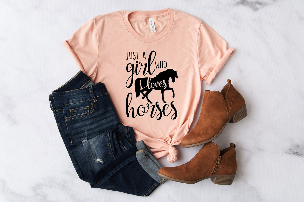 Just a Girl Who Loves Horses Horse Girl Farm Lover Horse Riding Horse Shirt Horse Lover Gift Horse Gift For WomanShirt for mom Graphic Tee – Bold Style · High-Quality Print