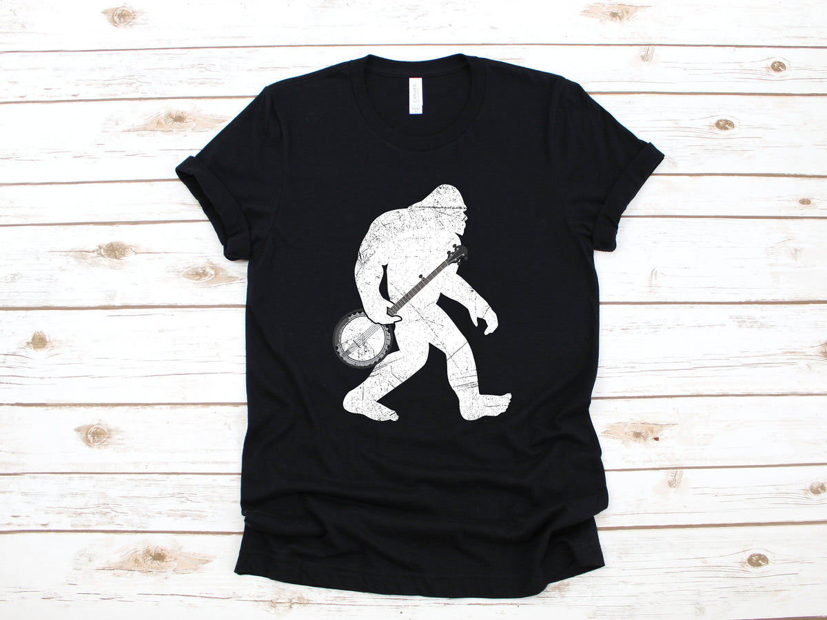 Bigfoot Banjo Shirt Funny Sasquatch Bluegrass TShirt Long Sleeve Sweatshirt Hoodie Tank Top Hoodie – Soft Feel · Great Gift For Fans