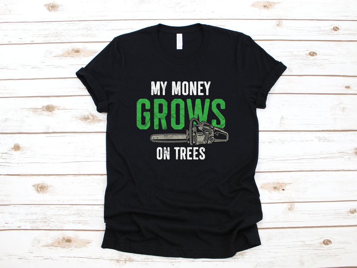 Funny Arborist TShirt My Money Grows On Trees Tank Top Chainsaw Hoodie Sweatshirt Long Sleeve Cutting Trees Hoodie Apparel Gift Hoodie – Cozy Vibes · Great Gift For Fans