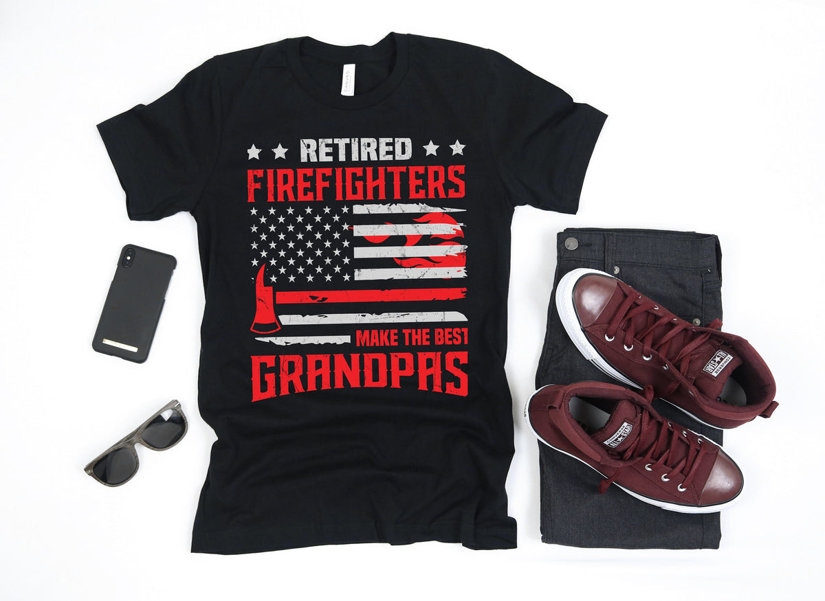 Retired Firefighter Grandpa Shirt USA Flag Retirement TShirt Fathers Day Gift Retirement Party Long Sleeve Sweatshirt Hoodie Hoodie – Everyday Comfort · Trending Graphic Apparel