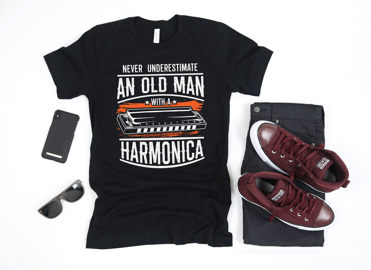 Old Man Harmonica Shirt Funny Birthday Harmonica TShirt Harmonica Dad Tank Top Harmonica Fathers Day Hoodie Sweatshirt Long Sleeve Hoodie – Bold Style · Perfect For Daily Wear
