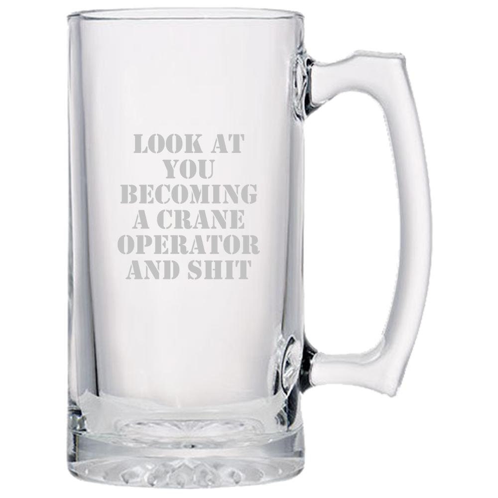 Funny Crane Operator Gift Crane Operator Beer Mug Becoming A Crane Operator And Shit Graphic Tee – Bold Style · Perfect For Daily Wear