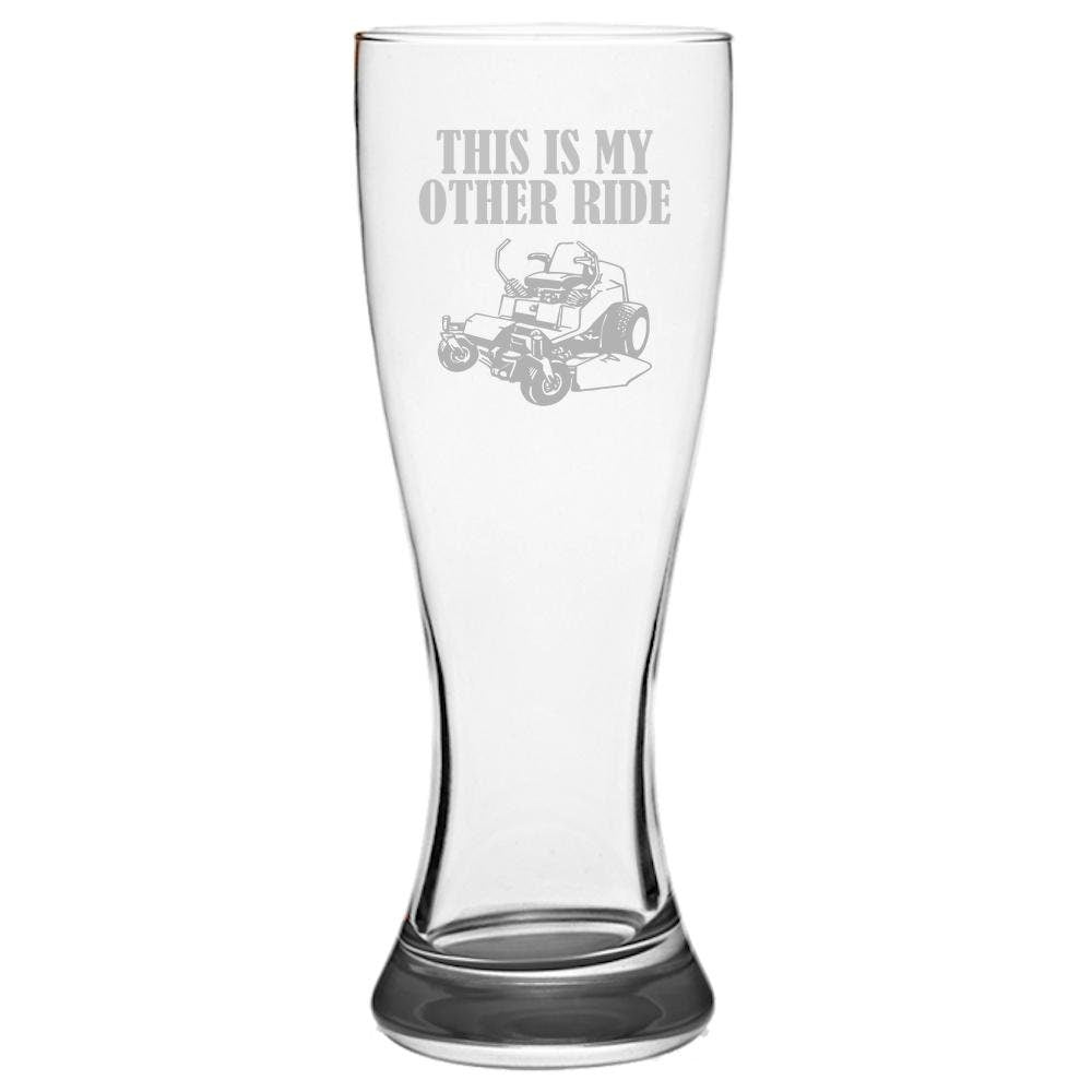 Funny Landscaper Gift Landscaping Beer Glass Lawn Mower Pilsner Glass This Is My Other Ride Graphic Tee – Soft Feel · Great Gift For Fans