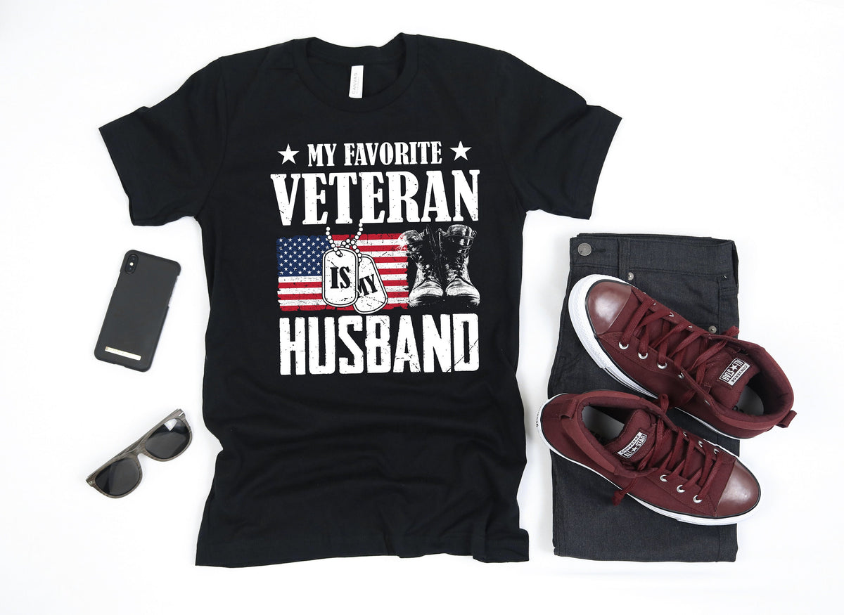 Favorite Veteran Is My Husband Shirt Veteran Wife TShirt Tank Top Veterans Day Wife Women39s Hoodie Sweatshirt Long Sleeve Hoodie – Warm & Stylish · High-Quality Print