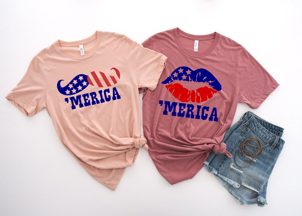 4th of July Merica Lips 2022 ShirtFreedom ShirtFourth Of July ShirtPatriotic ShirtIndependence Day ShirtsPatriotic Family Shirts Graphic Tee – Aesthetic Look · Great Gift For Fans