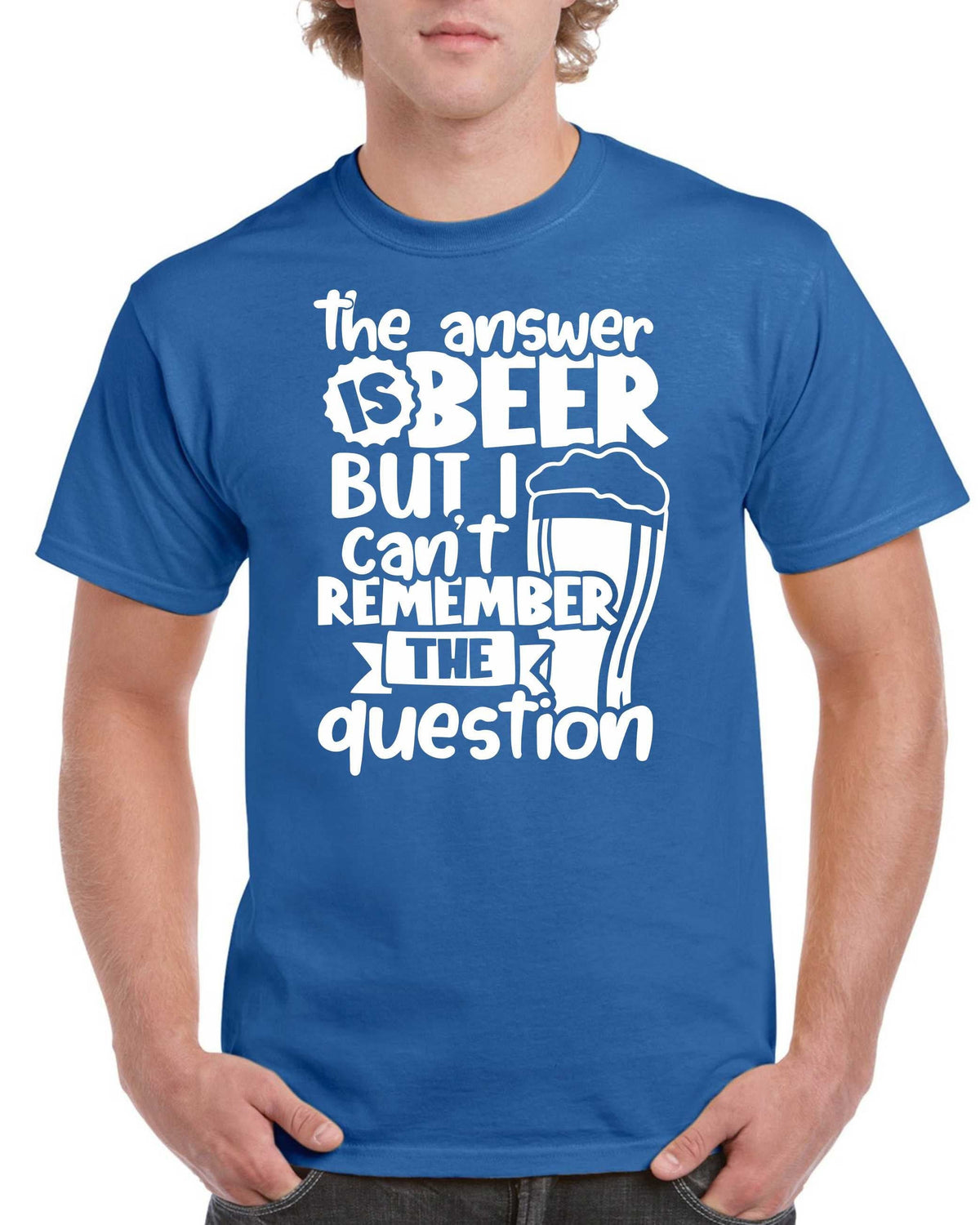 Birthday Gifts For Dad Men Birthday Gift For Dad The Answer Is Beer But I Cant Remember The Question T Shirt Fathers Day Present Graphic Tee – Feel-Good Design · Perfect For Daily Wear