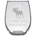 Moose Gifts Moose Lover Gift Moose Present Moose Stemless Wine Glass I Find This Amoosing Graphic Tee – Everyday Comfort · High-Quality Print