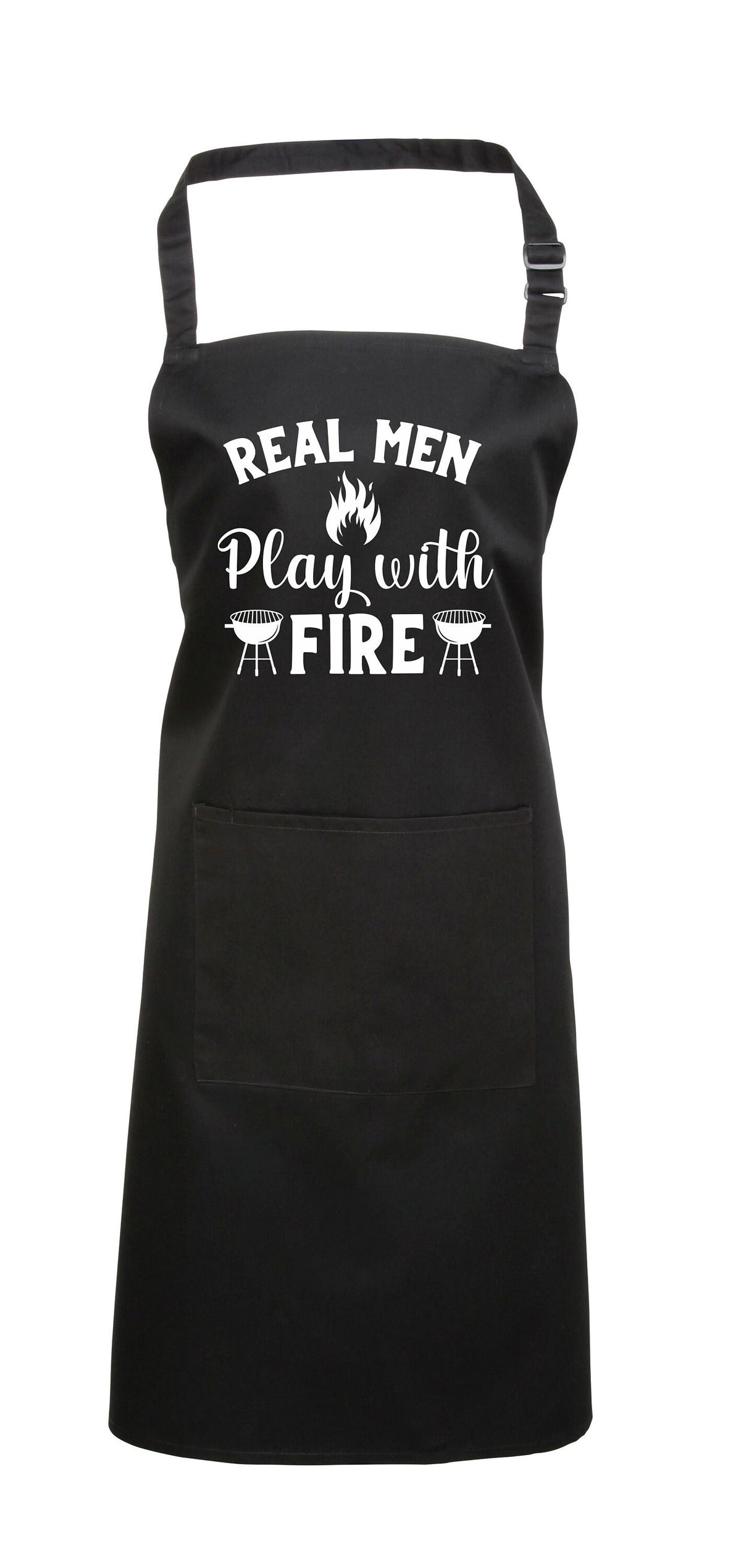 Baking Apron Birthday Gifts For Dad Mens Bbq Apron Cooking Apron With Pocket Real Men Play With Fire Mens Apron Barbecue Apron Chef Baking Graphic Tee – Soft Feel · Great Gift For Fans