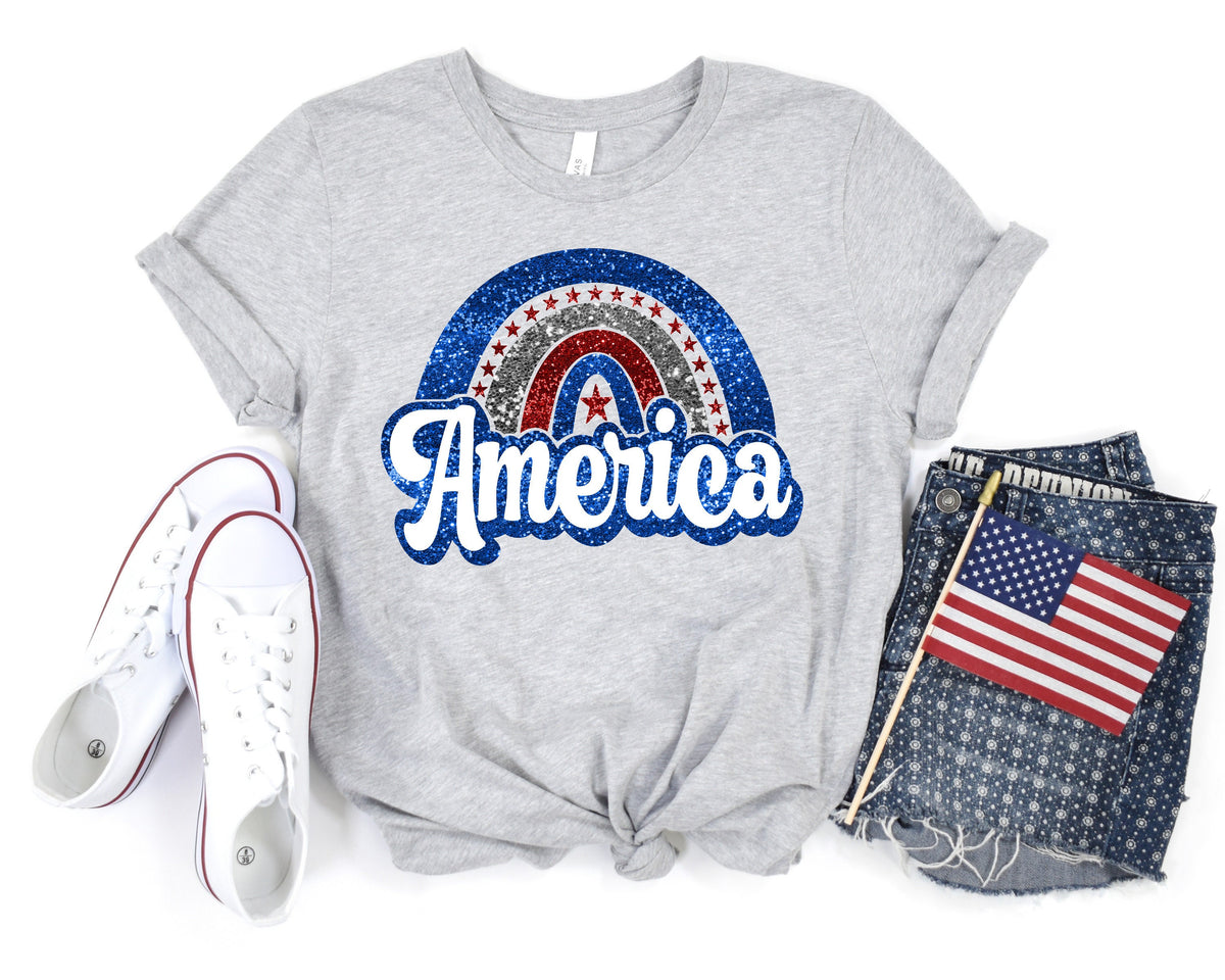4th of July Rainbow America ShirtFreedom ShirtFourth Of July ShirtPatriotic ShirtIndependence Day ShirtsPatriotic Family Shirts Graphic Tee – Fan Favorite · Must-Have Style